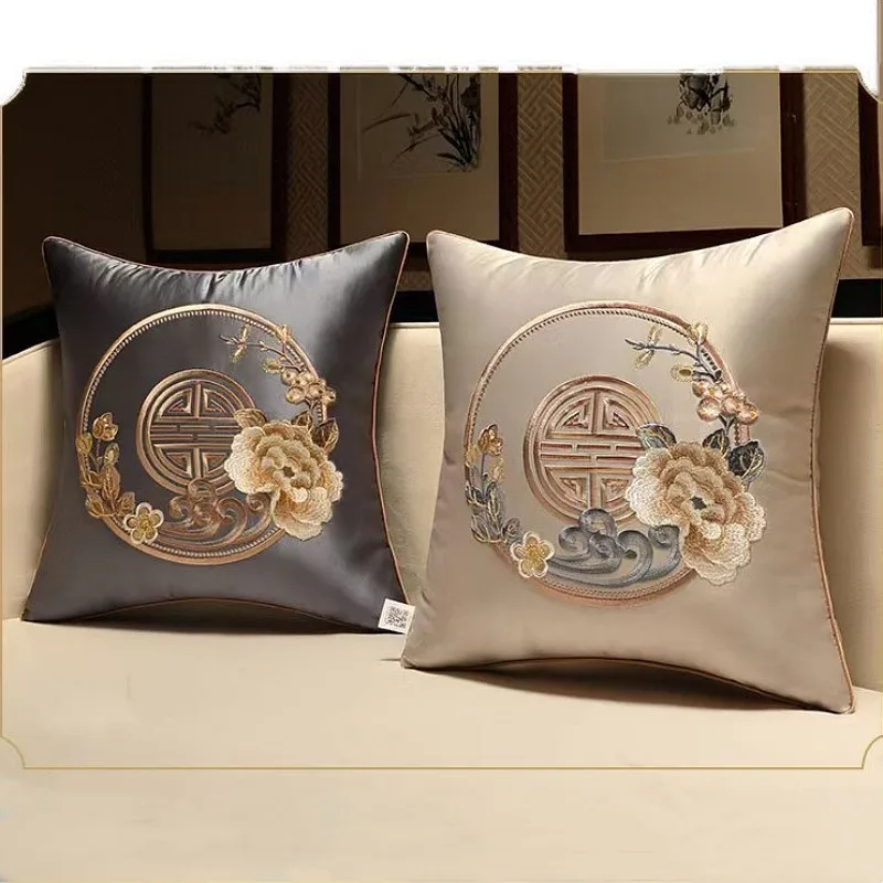 Chinese Style Sofa Embroidered Flower Throw Pillowcover, Classical Cushion Covers, 45x45, 50x50cm