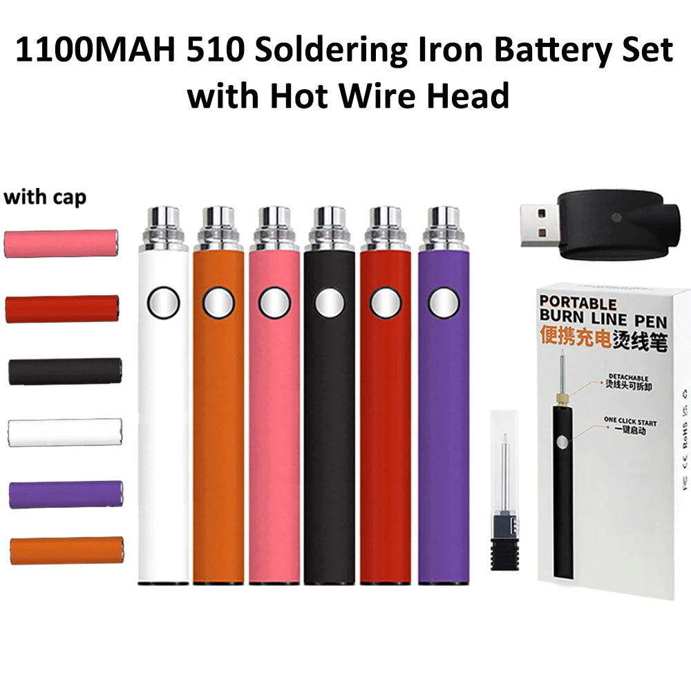 Digital 1100MAH 510 Soldering Iron Pen Preheating Battery Set 3 Speed Adjustable Voltages 330-450℃ Battery Pole With Cover