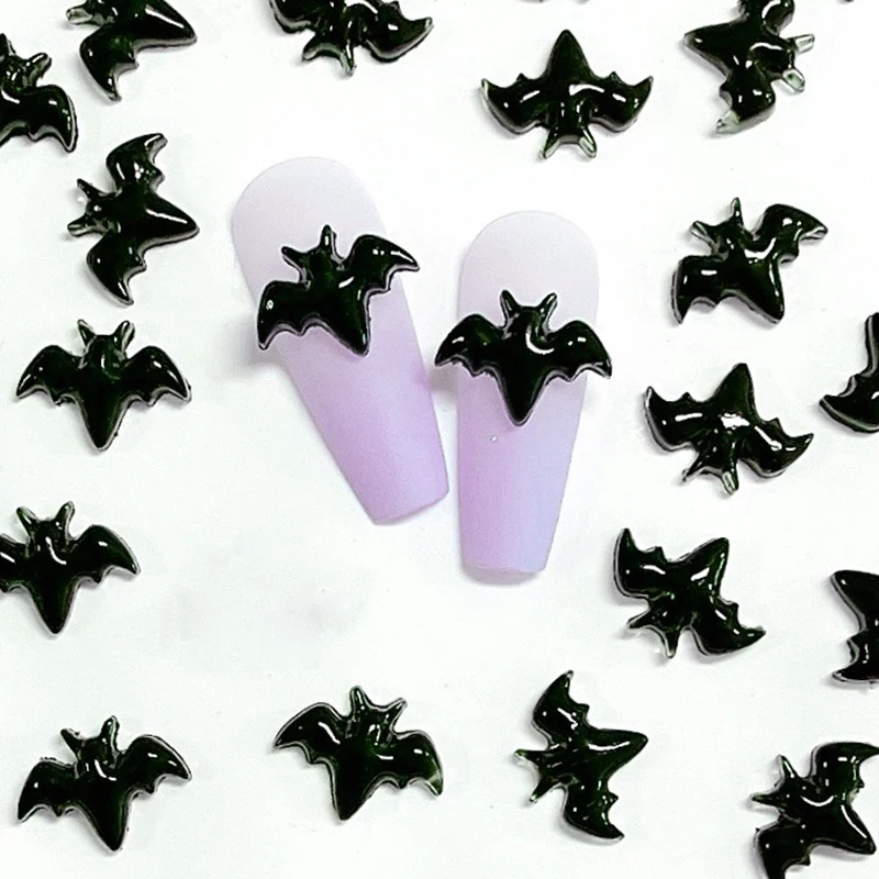 100 Pcs New Cute Mini Resin Halloween bat Flatback Ornament Jewelry Making Manicure Hairwear Accessories A37