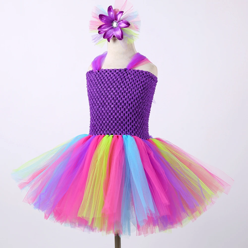 Rainbow Fairy Tutu Dress for Girls Kids Halloween Costumes with Butterfly Wings Princess Dresses Outfit for Birthday Party Gifts