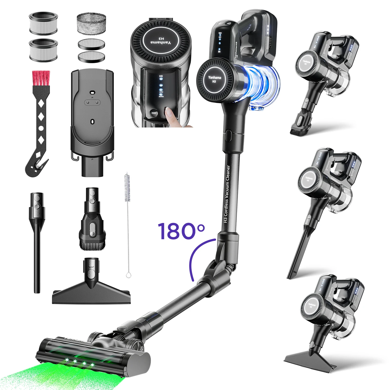 

2025 Yanhama H3 Cordless Handheld Mini Home Vacuum Cleaner Portable Carpet Cleaner Fabric Vacuums Washer Hot Cyclone Battery