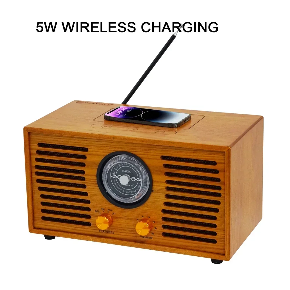 2026 Mason DS-8020N MP3 Player Wooden Retro Portable Home Fm Radio With BT USB Wireless Charging