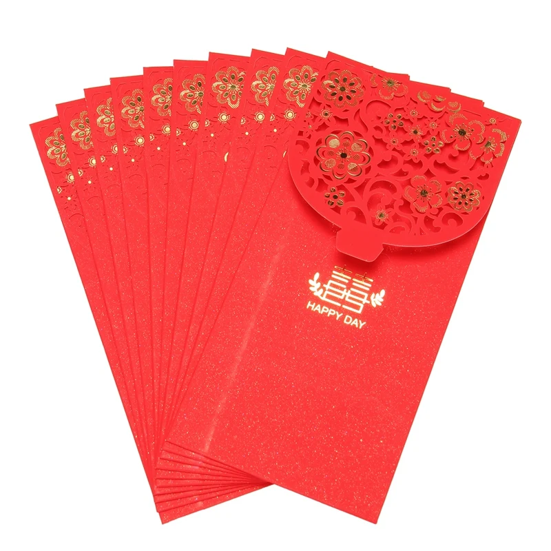 

10PCS Chinese Red Envelopes Lucky Money Envelopes Wedding Red Packet For New Year Wedding (7X3.4 In)