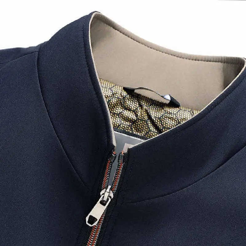 جديد سميكة صوف مبطن سترة للرجال الخريف الشتاء الوقوف طوق القطن معطف مبطّن سترة رجالي دافئة لمنتصف العمر وكبار السن #4