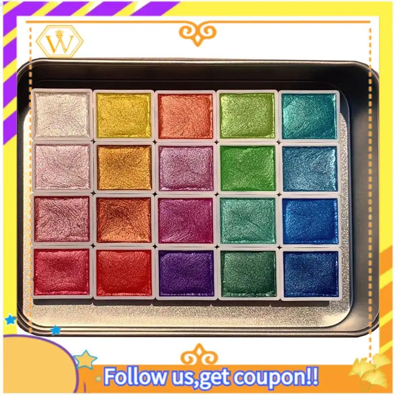 Latest-20 Colors Watercolor Painting Set Replacement Metallic Watercolor Paint Set, Glitter Watercolour Solid Paint Box (2.3ML-B