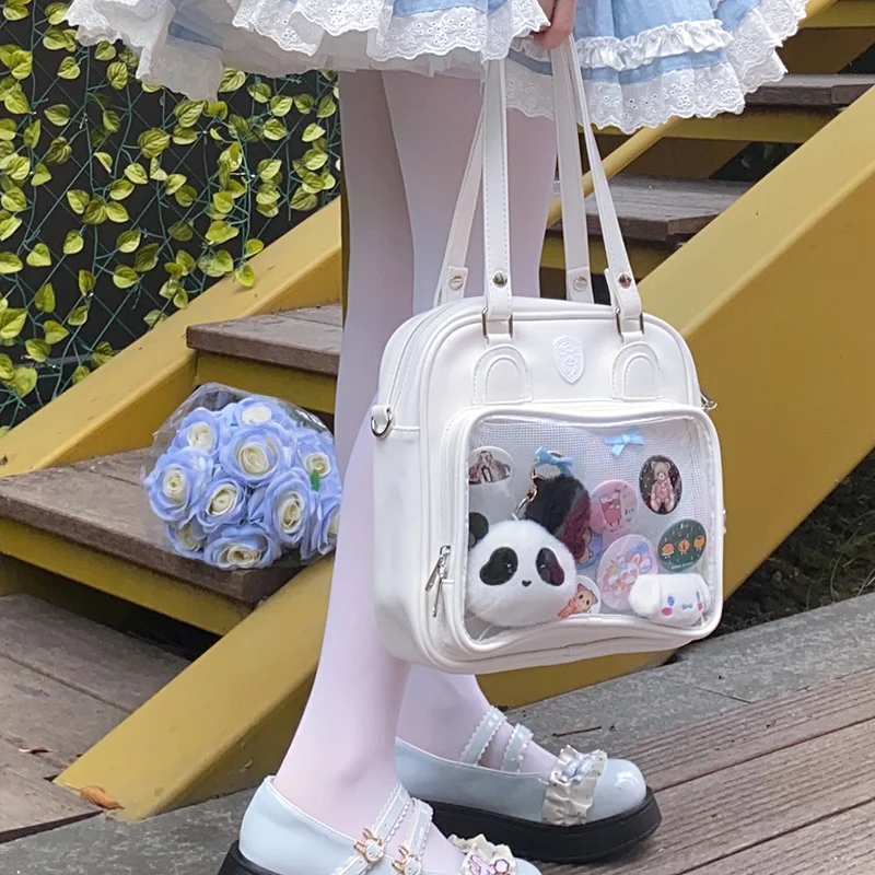 Japanese daily commuter student backpack square casual tote bags large food volume simple portable shoulder bag women's lta bags