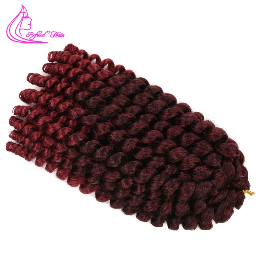 Crochet Braids Wand Curl Synthetic Spring Twist Curly  Braiding Hair Extensions for Black Women Ombre Brown Burgundy Color