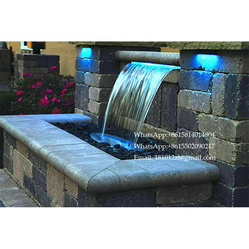 Spa waterfall stainless steel,cascade spillway fountain pool waterfall Multi colour led lighted swimming pool fountain waterfall