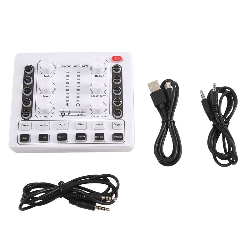 

1 Piece M8 Audio Interface Podcast Equipment Caster All In One White Portable Podcast Production Studio With Premium Mic Preamp