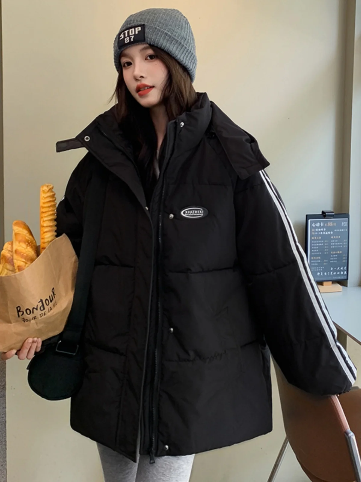 

Bla Women's down Jaet Winter 2025 New College Sle Loose Versatile Thi Outerwear Cotton Coat Ladies Faion