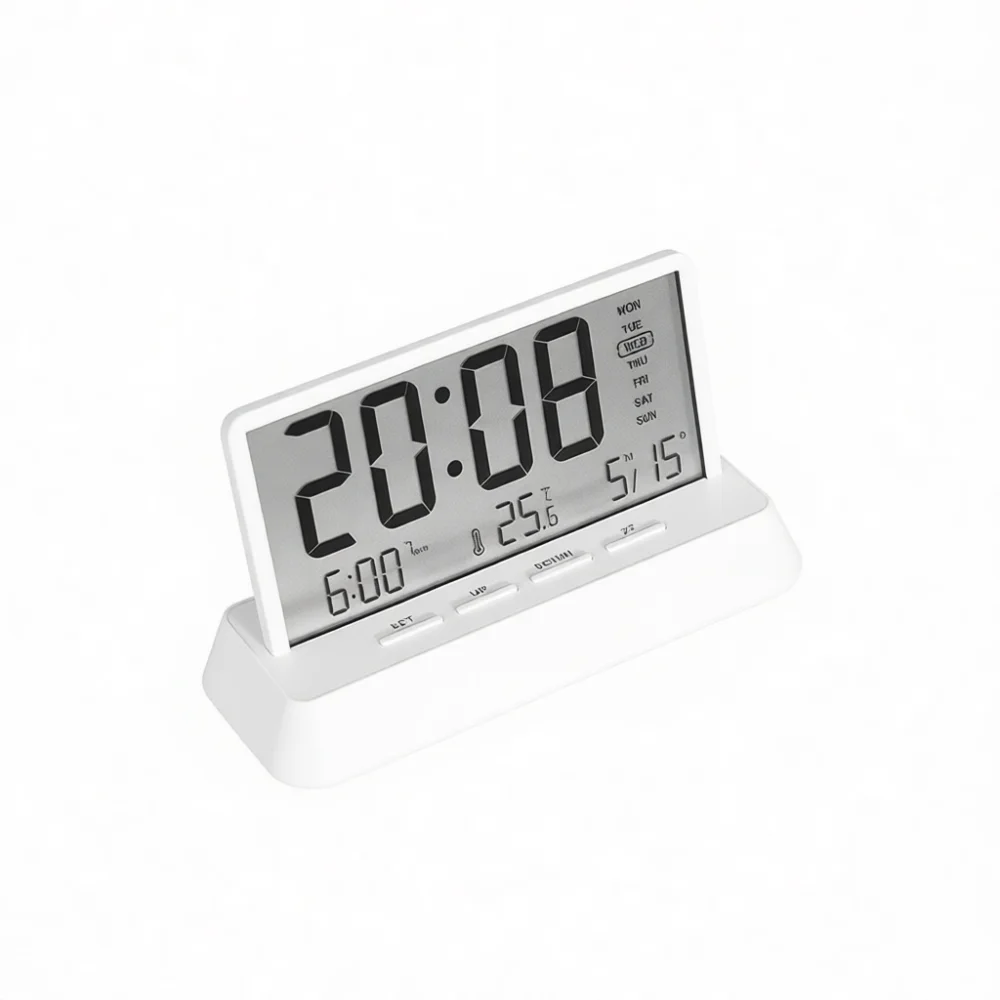 Modern Clear Design Digital Alarm Clock Desktop Electronic Watch With Temperature Perpetual Calendar Features For Office Room