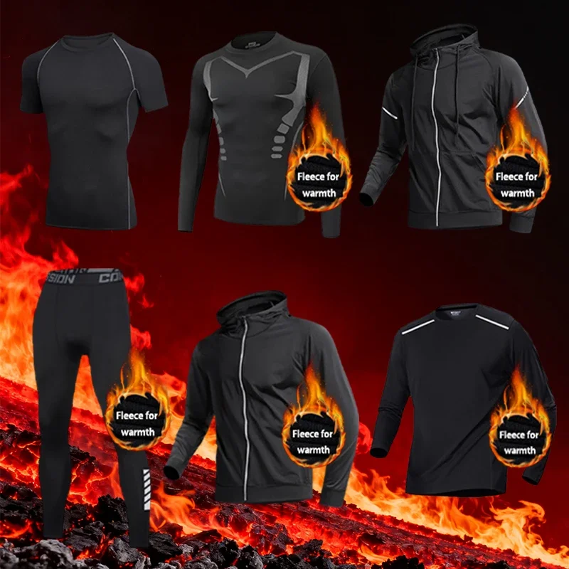 2025 Nouveau costume chaud de sport complet ensemble de 6 pièces, tissu doux, chaud et ajusté