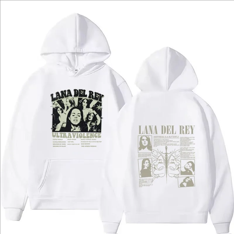 لانا ديل ري موضة مطبوعة الهيب هوب هوديي الرجال الخريف الشتاء المرأة عادية خمر كم طويل كنزة صوف بلوزات