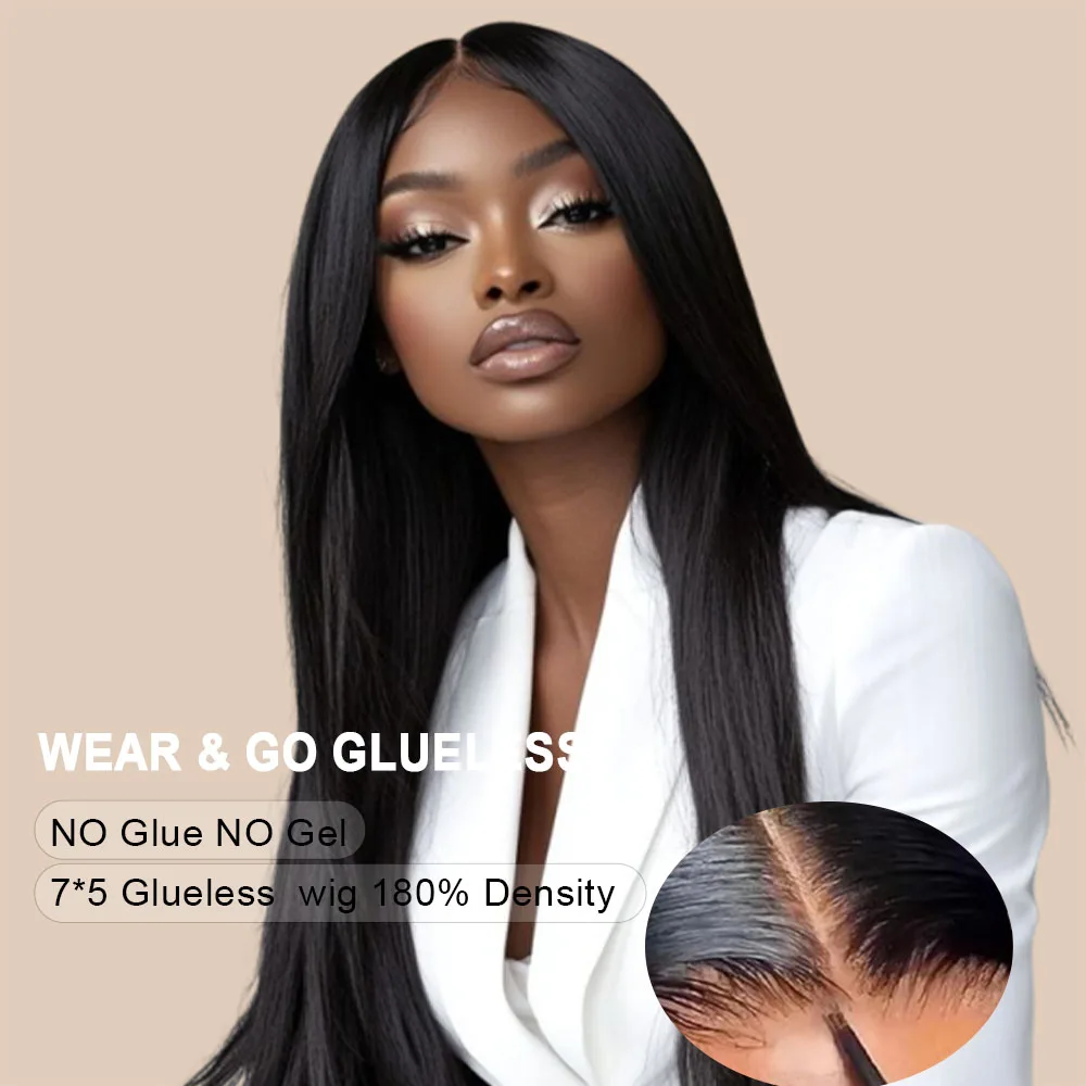 

Body Wave Glueless 7x5 Lace Wig Human Hair Brazilian Straight HD Transparent 13x4 Lace Frontal Wigs For Women Pre-plucked