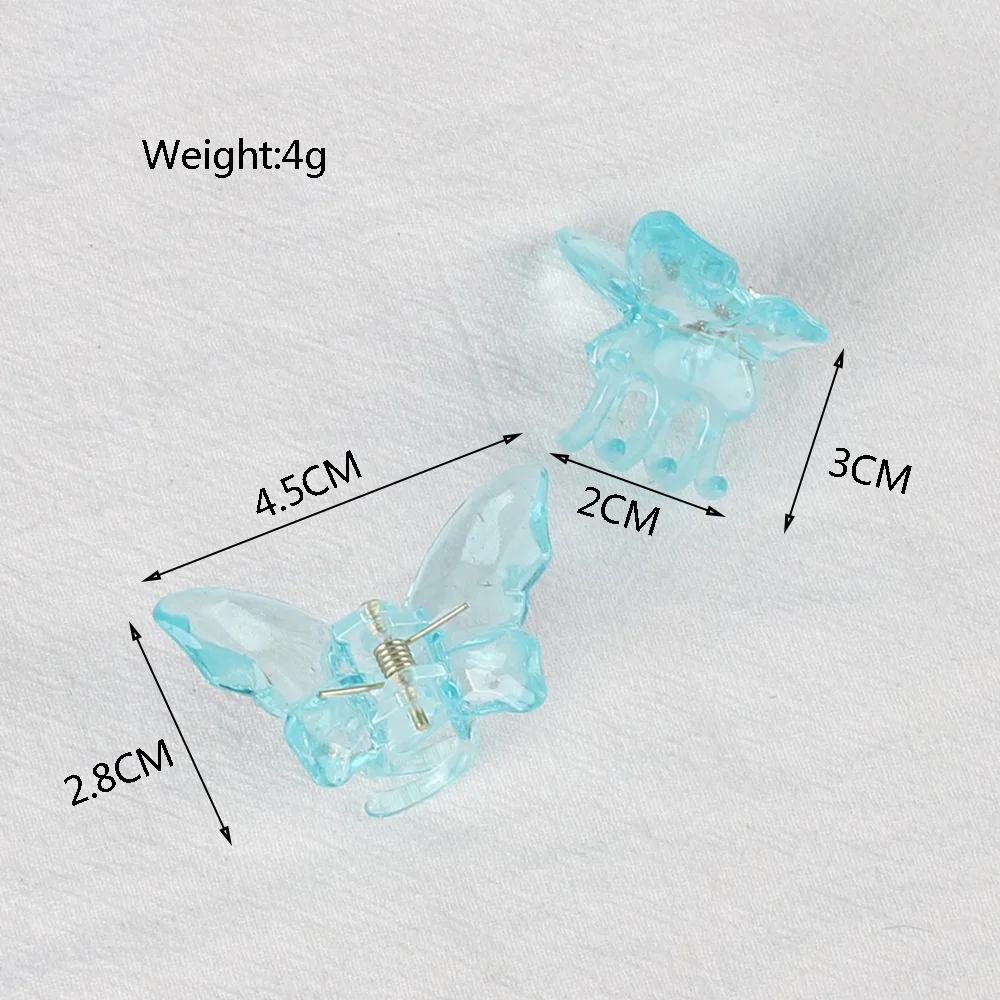 2 قطعة فراشة الكريستال مشابك الشعر الصغيرة النساء الفتيات لطيف الحلوى شفافة الشعر المشابك المشابك السلطعون إكسسوارات الشعر