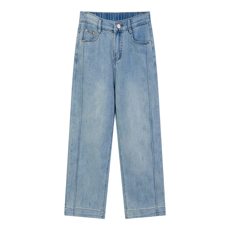 

Spring Jeans 100KG New high-waisted Elastic Cigarette Pants Plus Size Women's Casual Straight Ankle Style Bottoms 2510