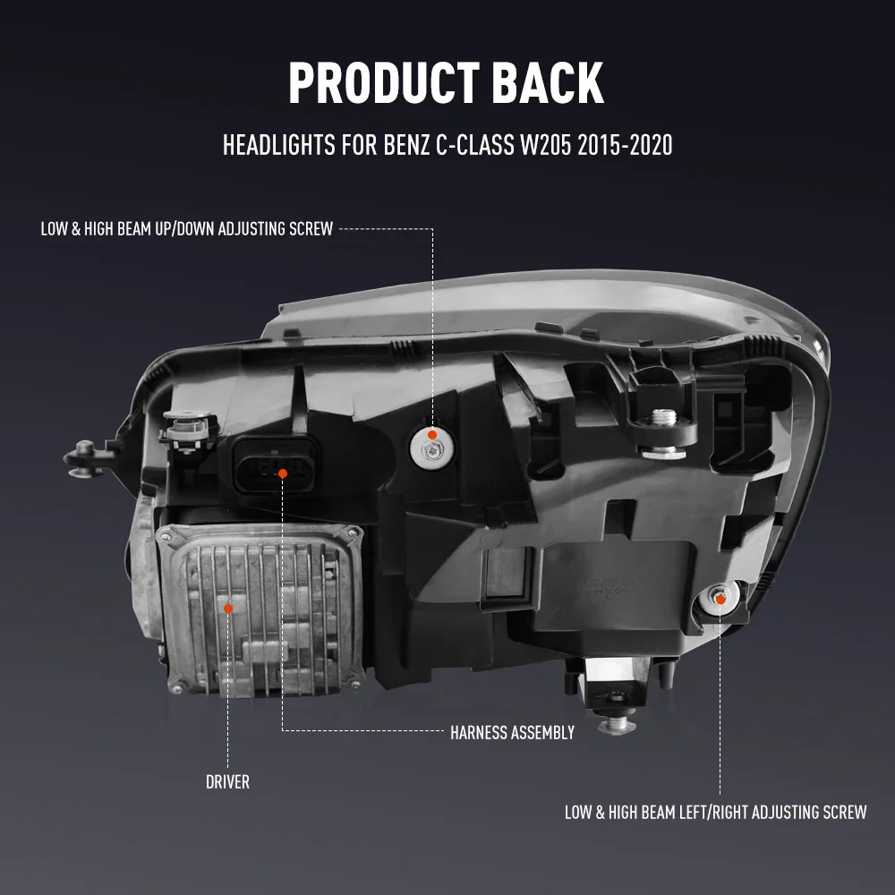 ไฟหน้ารถยนต์ 2 ชิ้น สำหรับรถเบนซ์ S-Class W222 ปี 2014-2017 ไฟหน้า LED พร้อมไฟเดย์ไลท์ ไฟเลี้ยว อุปกรณ์ตกแต่งรถยนต์