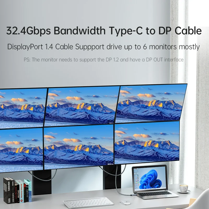 C 타입-DP 1.4 케이블 8K60Hz 동적 HDR USB C-디스플레이 포트 케이블, 썬더볼트 3 4 4K 맥북 프로 삼성 S21 화웨이 델