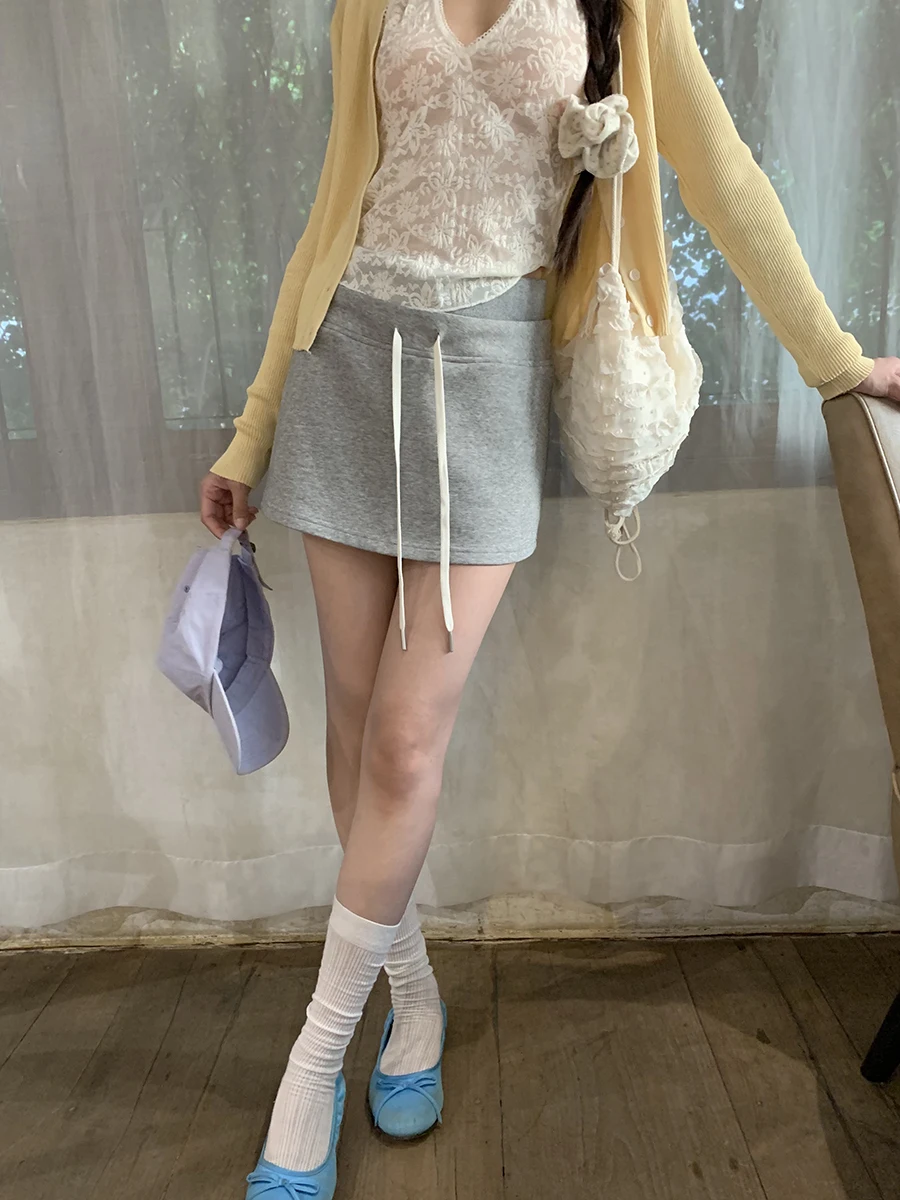 

ay A-Line Skirt Women's High Waist Cotton Blend Autumn New Sle Commute Pure Color Low Waist Design Premium ort Skirt