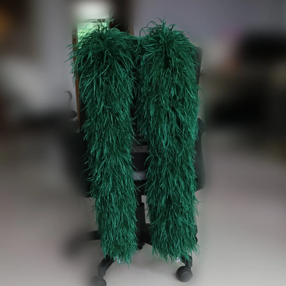 Custom 6-20 Ply Fluffy Natural Ostrich Feather Boa Shawl Wrap for Wedding Dress Stage Party Costume Decoration Accessories