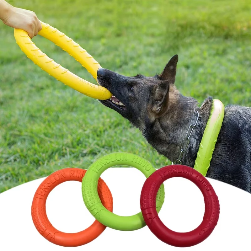 Juguetes para perros, disco volador para mascotas, anillo de entrenamiento, extractor, antimordedura, suministros interactivos flotantes, juguetes para perros, masticar agresivo, día de perro de felpa