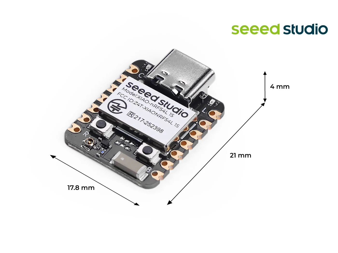 Seeed Studio XIAO nRF54L15, 128MHz Arm Cortex-M33,BLE 6.0, Matter, Thread, Zigbee,16GPIOs, USB Type-C,Battery Charging