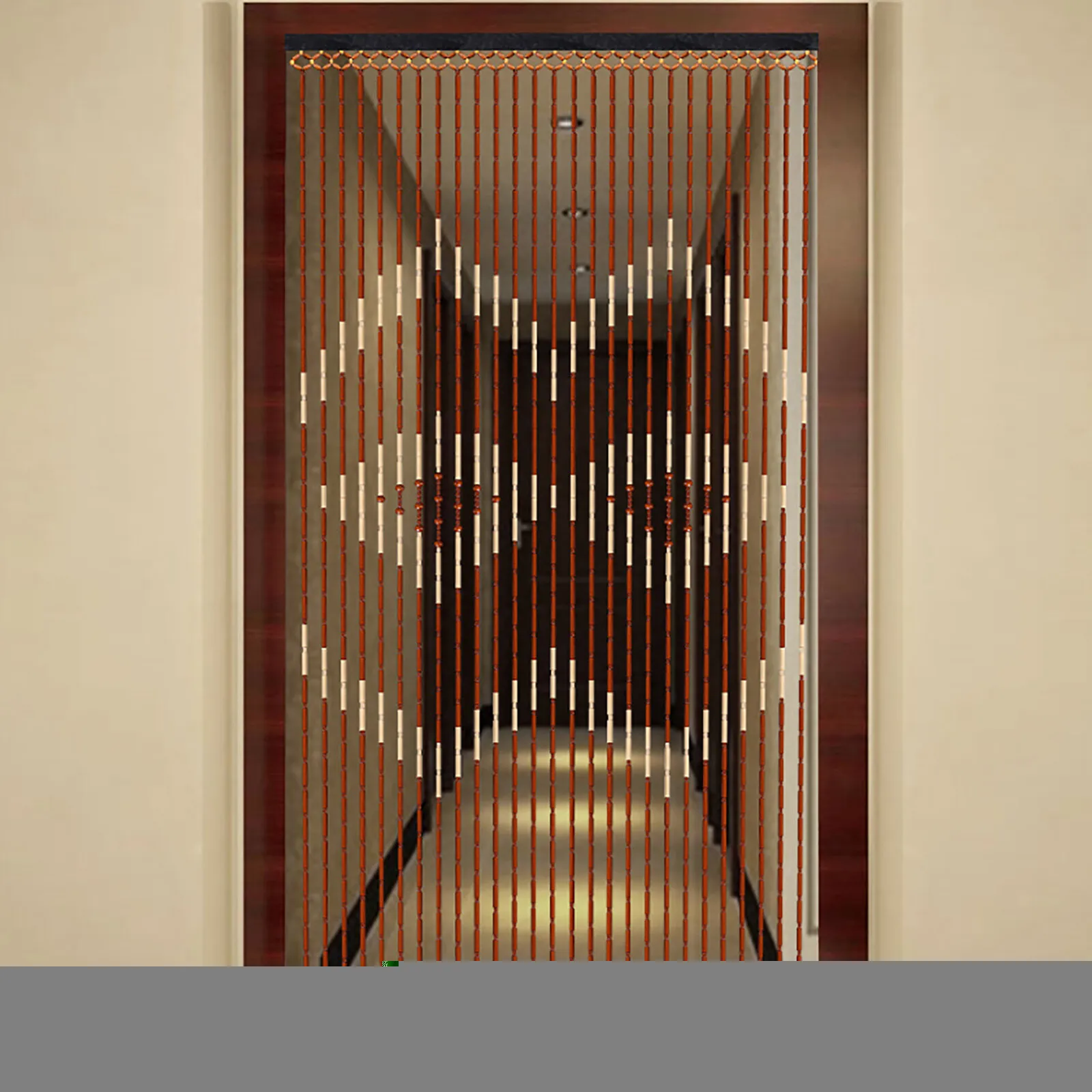 

Vintage Boho Hippie Style Beaded Doorway Curtain Wood Beads 27 Strand NEW