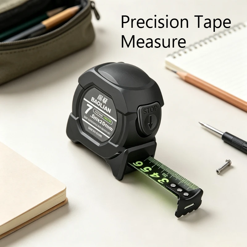 Baolian High Precision Fluorescent Tape Measure Thickened Anti Drop Shell Self Locking Steel Tape Measure Measuring Tools