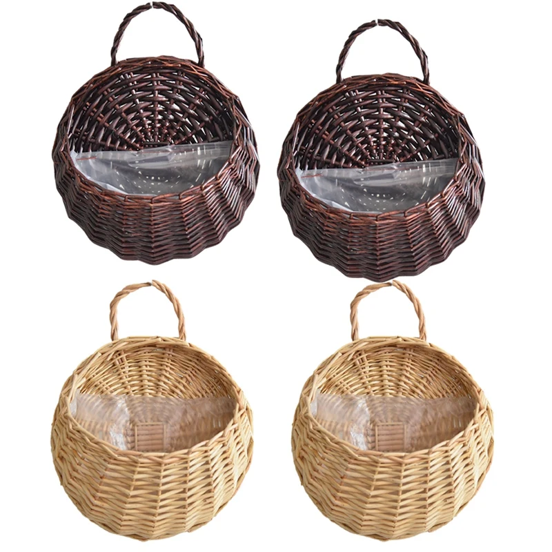 

Wall Mounted Natural Wicker Flower Basket Flower Pot, Rattan Vase Basket, Home Garden Wall Decoration Storage Containe