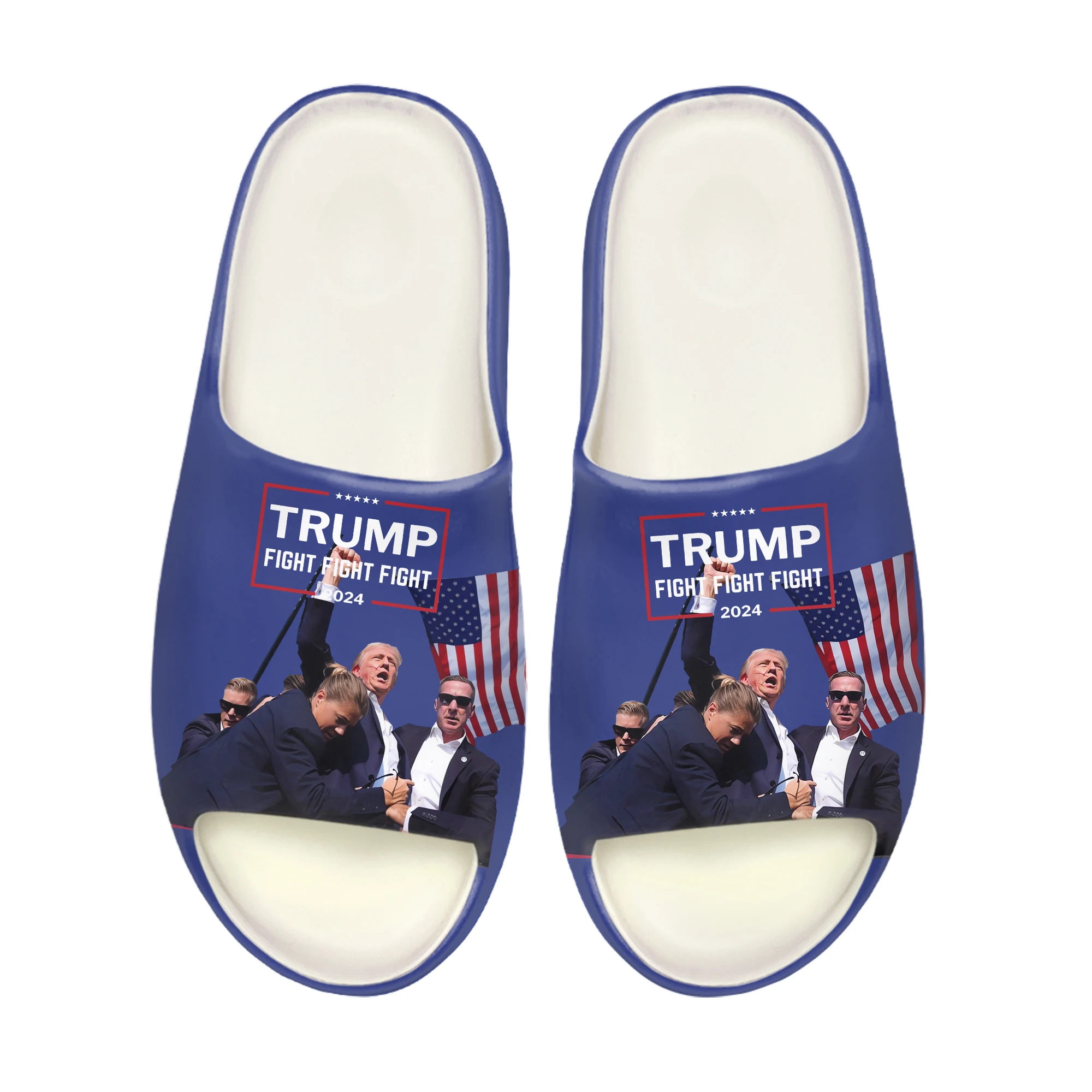 

TRUMP Shooting Make Me Stronger 2024 Soft Sole Sllipers Home Clogs Step on Shoes Mens Womens Teenager Custom on Shit Sandals