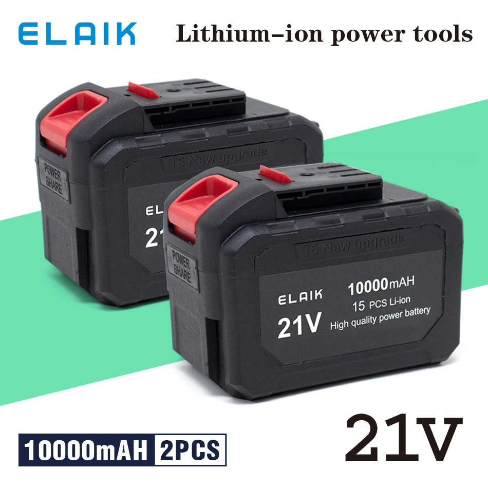 2pcs 10000mAh Rechargeable Battery Lithium Ion Battery High Capacity Electric Power Tool Battery