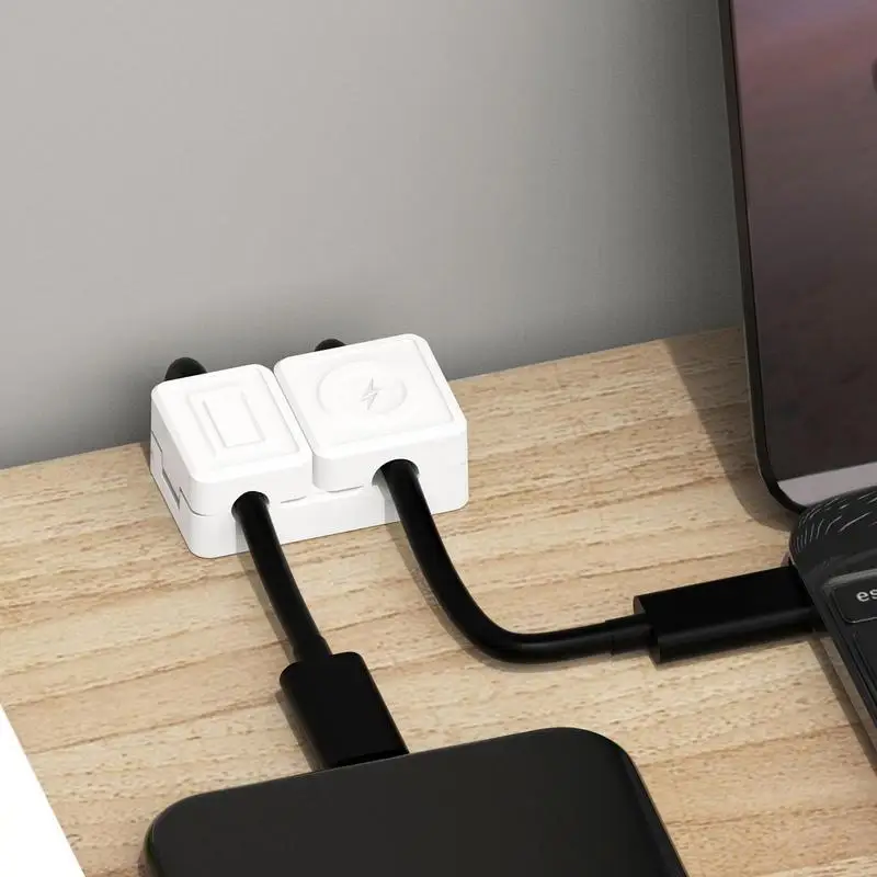Soporte de alambre magnético adhesivo, organizador de cables, Clips para debajo del escritorio, organizador de cables magnético de doble apertura