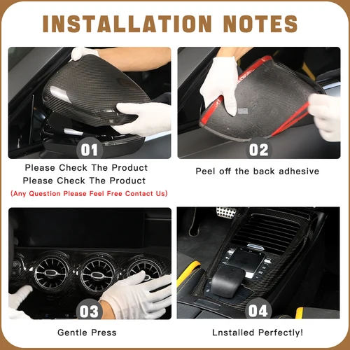 Imagen 2 del producto Fibra de Carbono Pegatinas Para Mercedes Benz Accesorios AMG / Clase A / CLA 35 Consola Central Gear Trim Aire Acondicionado Panel de Salida Espejo Retrovisor Cubierta