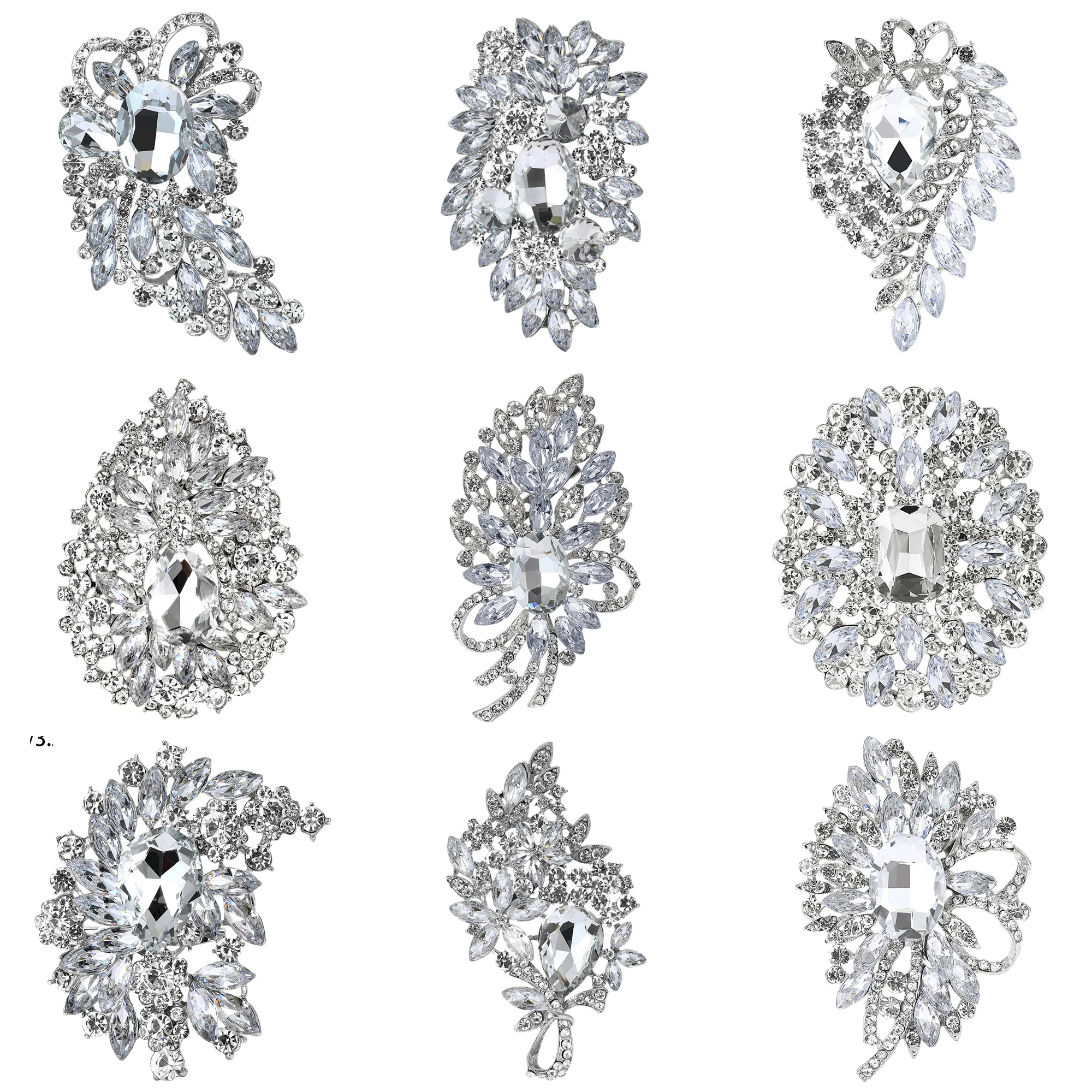 دبابيس حجر الراين الفاخرة للنساء للجنسين دبابيس زجاجية كبيرة مكتب حفلة صديق موضة جديدة هدايا مجوهرات اكسسوارات الزفاف