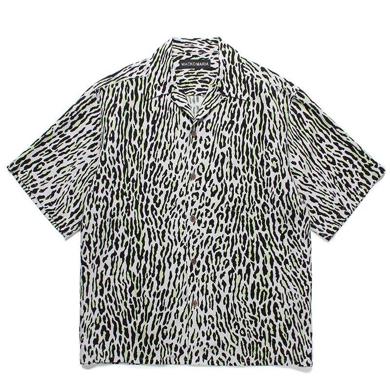High Street Mens Womens 25SS New WACKO MARIA Digital Print Dark Leopard Casual Fashion Brand Hawaii Short Sleeve Shirt