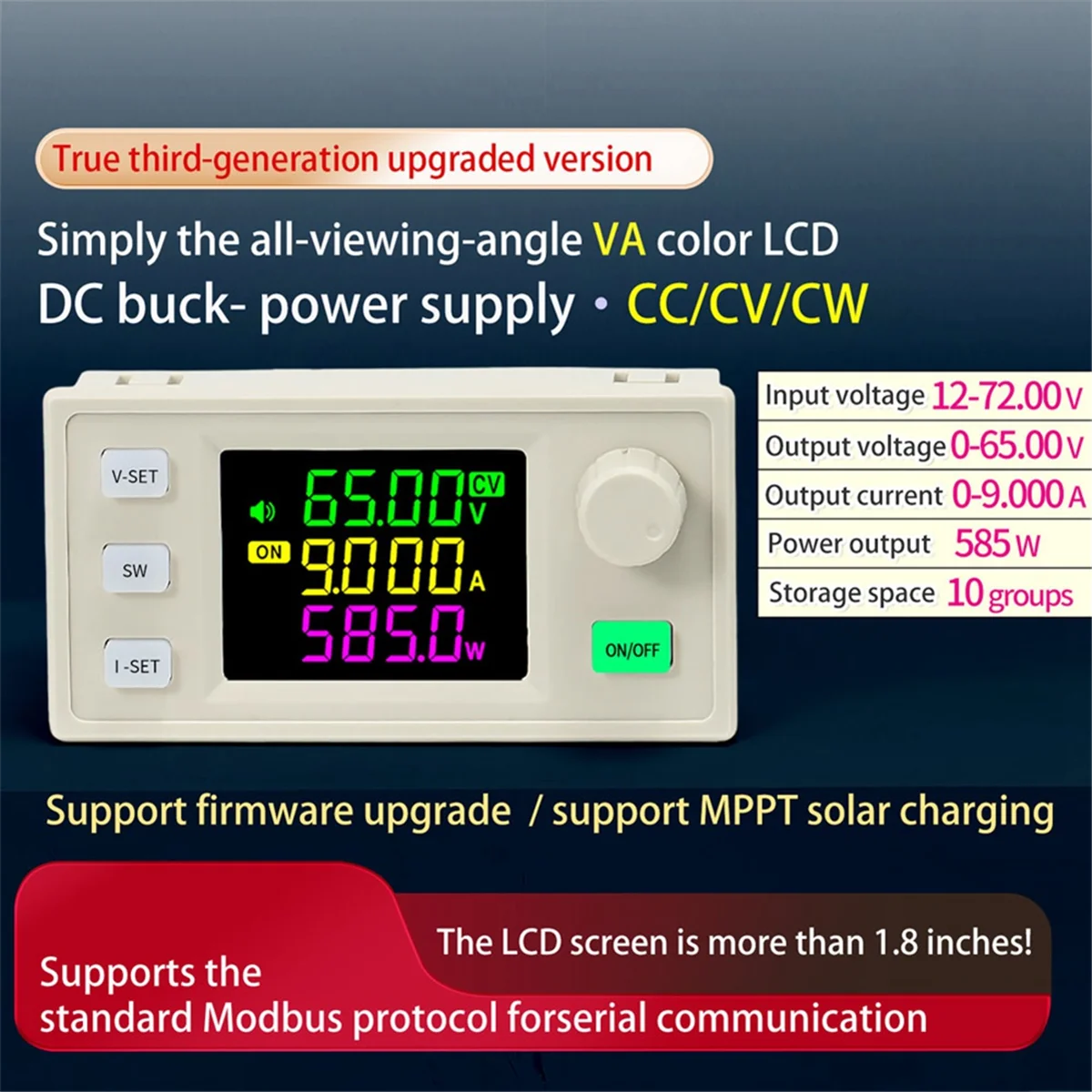 New XY6509X CNC Adjustable DC Power Supply Constant Voltage Constant Current Maintenance 65V 9A 585W Step-Down Module