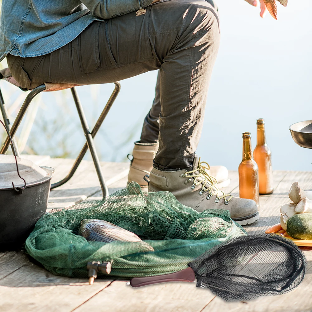 للطي الصيد شبكة أرضية مقبض خشبي الصيد صافي سمك السلمون المرقط صافي في الهواء الطلق تيار أدوات الصيد التبعي #1