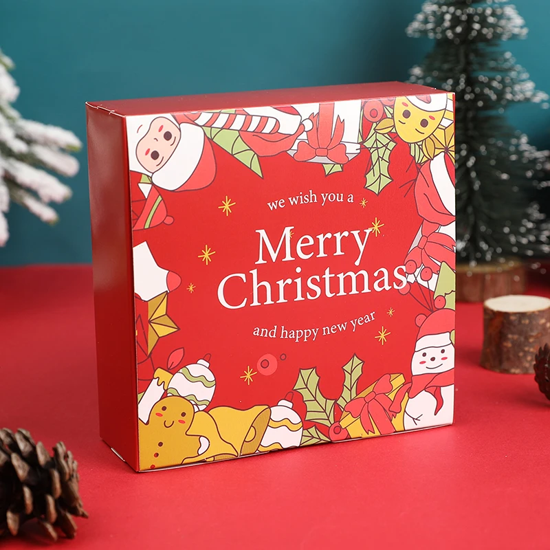 

4pcs Christmas Candy Box Santa Claus Snowman Biscuit Chocolate Kraft Paper Gift Packaging Boxes Xmas Party Decor New Year Noel
