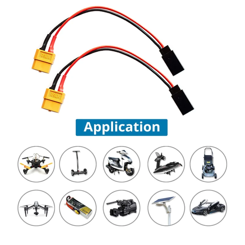 2Pcs XT60 Female Plug to Futaba RX Female Connector Adapter Charge Cable Lead Wire 22awg 15cm/30cm for ISDT Style Chargers