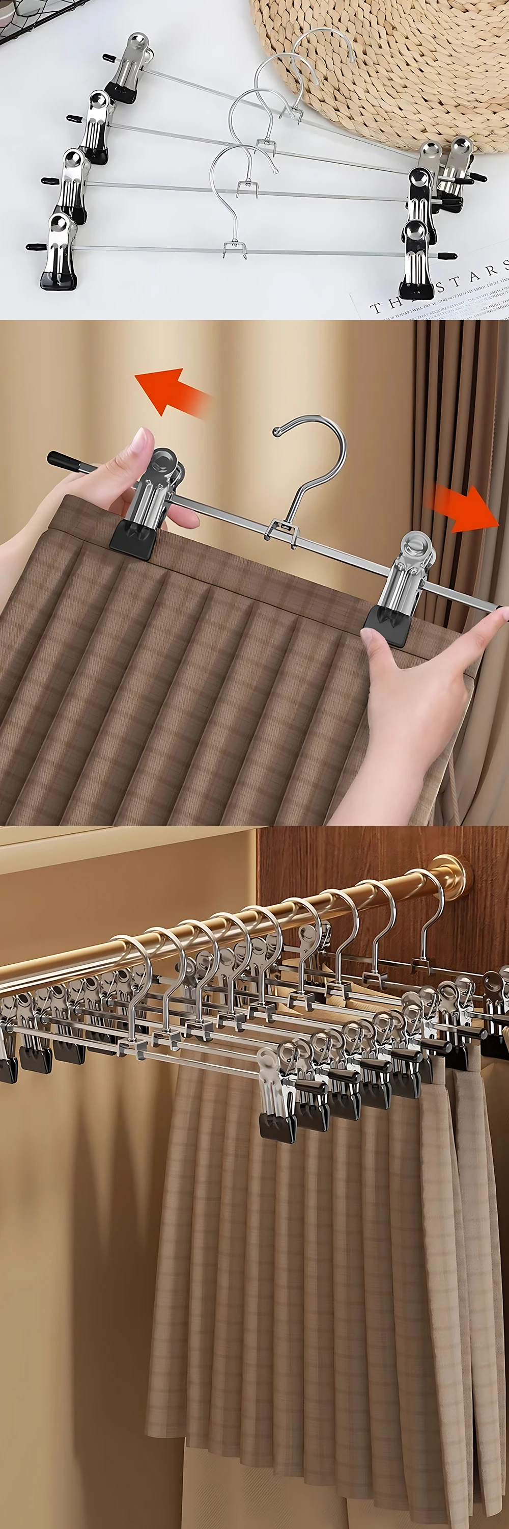 5-30 Stück Metall-Hosenbügel, vielseitig einsetzbar, verstellbar, rutschfest, Hosenclip, Kleider-Organizer, Haushalt, Schränke, Aufbewahrungsutensilien, ZYF – Detail 3