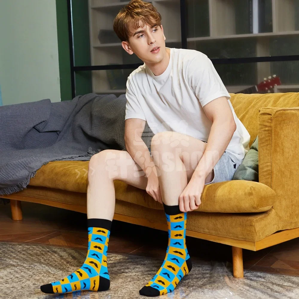 New Happy Mens Socks Women Novelty Cartoon Sock Combed Cotton Funny Men's Big Size Crew Harajuku Hip Hop Thick Long Socks