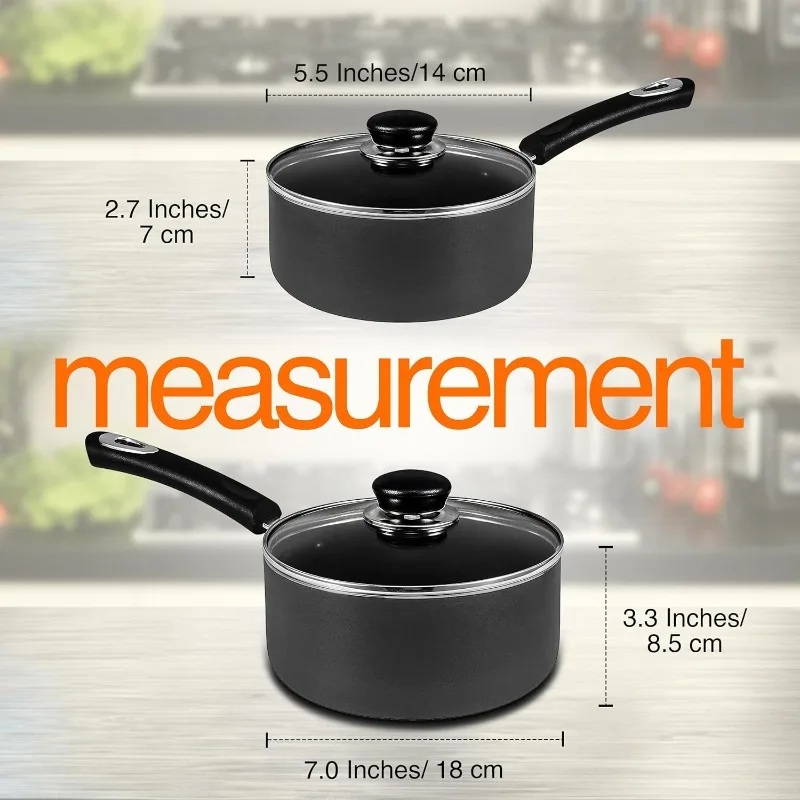 

Kitchen Nonstick Saucepan Set, Cooking Pots with Lids, 1 Quart and 2 Quarts Multipurpose Kitchen Small Pots for Cooking Nonstick