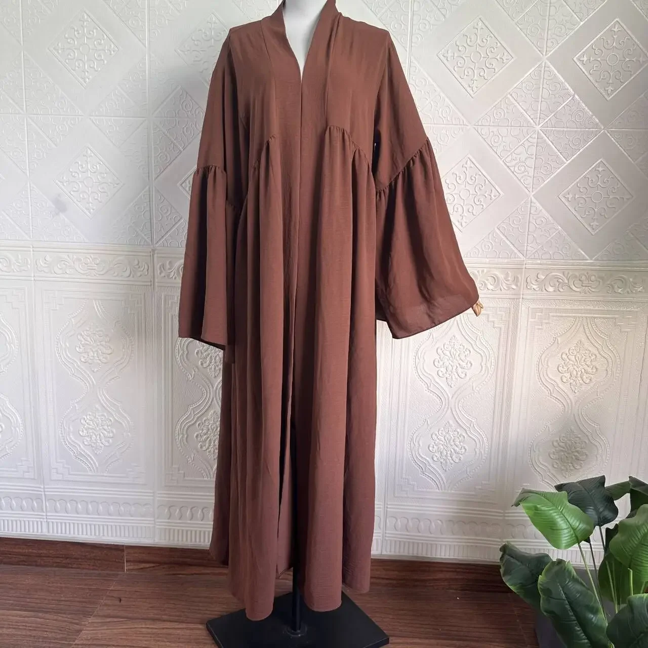 Abaya musulmane à manches évasées pour femmes, caftan élégant, robe longue, cardigan arabe, caftan islamique, document monochrome, Eid, Dubaï, Ramadan