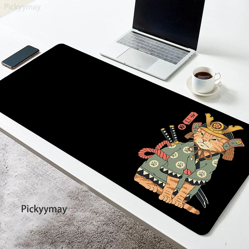 

Anime Mousepad Cat Samurai Black Mouse Pad PC Carpet Kawaii Desk Mat Mause Office Keyboard Japan Rug Table Accessories Mausepad