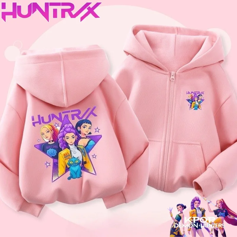 KPop デーモンハンターズ ミラ ルミ ゾイ 新しい甘いクリエイティブなアニメ漫画パターンファッションパーカージッパー緩くて快適なジャケット