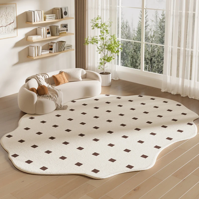 Irregular Shape Living Room Decoration Carpet Minimalist Checkerboard Rugs for Bedroom Home Plush Thick Mat Home Fluffy Soft Rug