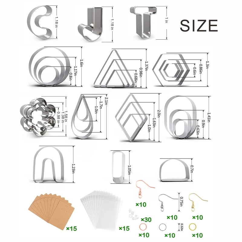 Cortadores pendientes acero inoxidable KX4B, 150 Uds. Con tarjetas para pendientes y ganchos para joyería