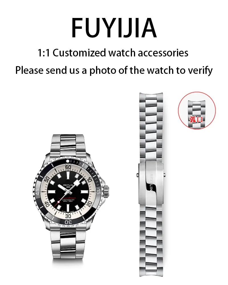 

FUYIJIA Custom SUPEROCEAN A1737 оригинальный ремешок для часов 22 мм изогнутый интерфейс браслет из нержавеющей стали тонкая мелодия складной ремешок с пряжкой