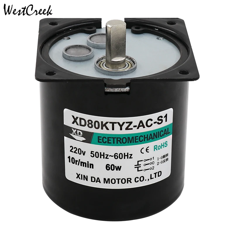 80KTYZ AC Motor+Holder 220V 5rpm-110rpm Motor Micro Slow Speed Machine 60W Permanent Magnet Synchronous Motor