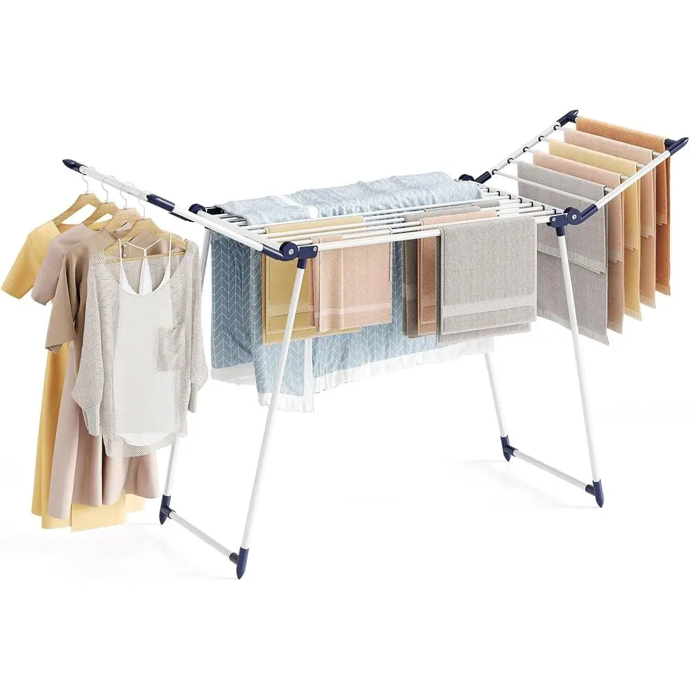 

Large Heavy-Duty Metal Clothes Drying Rack, Indoor/Outdoor, White, 68.9x22x41.3